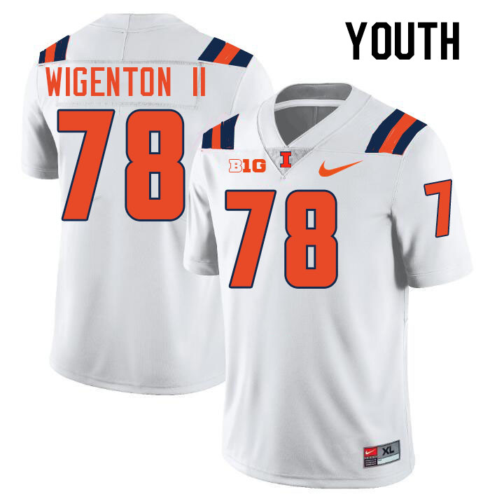 Youth #78 Kevin Wigenton II Illinois Fighting Illini College Football Jerseys Stitched-White